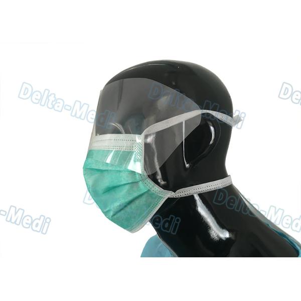 Quality Non Woven Tie On Protective Disposable Mouth Mask Fluid Resistant With Eye Shield for sale