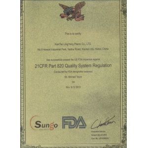 Xiantao Lingyang Plastic Co., Ltd Certifications