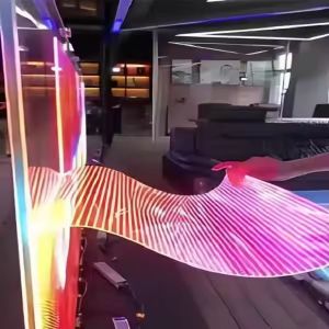 16 9 Aspect Ratio Ultra-Thin 3.9mm Transparent LED Film Screen for Glass Curtain