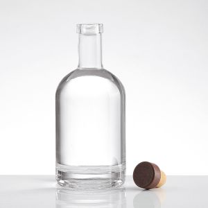 500ml 750ml Clear Round Glass Bottle for Whisky Rum Tequila Vodka Liquor at