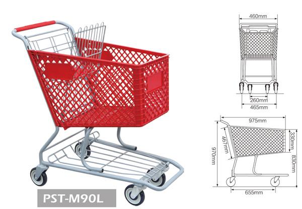 Buy cheap plastic trolley ,supermarket basket with wheels,plastic shopping trolley baskets from wholesalers