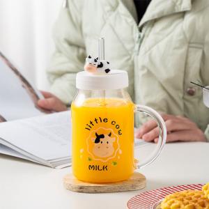 Buy cheap Heat Resistant Transparent 560ml Milk Juice Glass Bottle With Straw from wholesalers