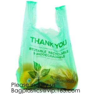 Buy cheap Biodegradable Reusable Plastic T-Shirt Bag Eco Friendly Compostable Grocery Shopping Thank You Recyclable bagease packag from wholesalers