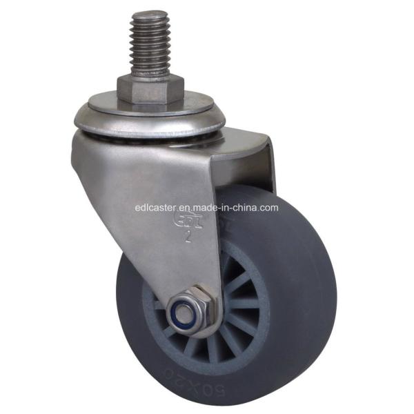 2" 40kg Stainless Threaded Swivel TPE Caster S2632-53 for Industrial Application