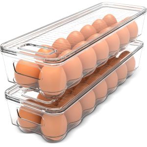 Buy cheap Home Egg Container With Lid And Handle For Refrigerator Organization- Pack Of 2 - Clear Stackable Egg Holder For Kitchen Or Pantry Organizers And from wholesalers