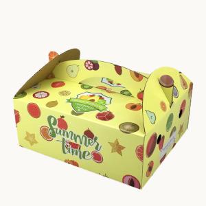 Collapsible Fruit Corrugated Cardboard Box With Handle Portable