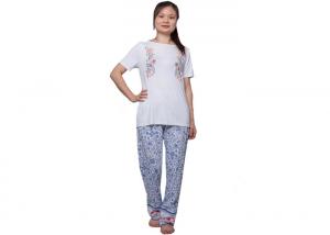 China Fancy Ladies Summer Pyjamas , Women'S Sleepwear Short Sleeve Top And Long Pant on sale