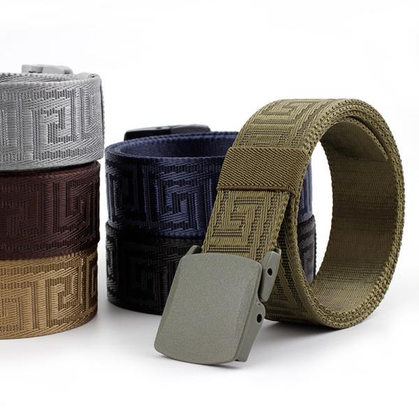 Unisex Plastic Buckle Cotton Canvas Belt 115cm Metal Allergy Protection