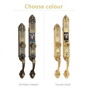 Buy cheap Pure Copper Antique Bronze High Quality Luxury Design Palm Face recognition Fingerprint Smart Door Lock from wholesalers
