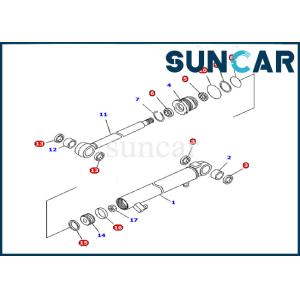 China Komatsu Service Kit 707-98-13960 Oil Resistance Arm Cylinder Seal Kits Excavator PC15R-8 on sale