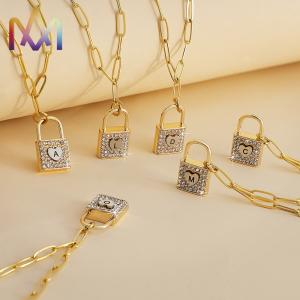 Buy cheap Unisex 50cm Chain Brass SS Initial Lock Necklace from wholesalers