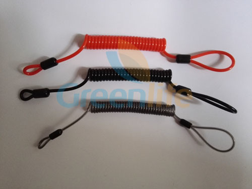 Quality Flexible plastic customized size coil tether w/mini loop on two ends simple tool wire lanyards for sale