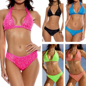 Buy cheap Solid Bikini Swimming Suits Ruched Design For Youthful from wholesalers