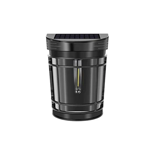 Black LED Solar Fence Light with 20 Lumens Brightness 1200MAH Battery Warm White