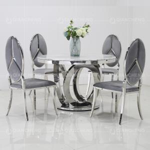 QIANCHENG Anti Oxidation SS Dining Tables Dia130x75cm Round Marble Top