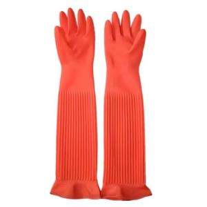 Buy cheap 55CM Flock Lined Household Gloves 195G/Pair Extra Long Work Latex Gloves product
