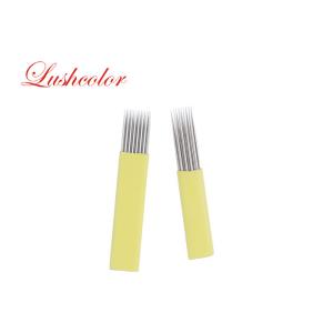 China Semi Permanent Makeup Microblading Needles Double Rows Yellow Shading Blade on sale