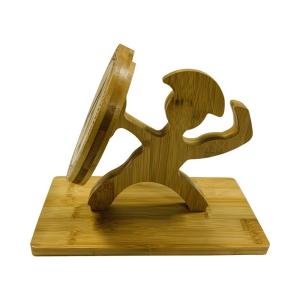 China Bamboo Wood Kitchen Soldier Shield Shape Knife Holder Knife Block Holds 6 Knives on sale