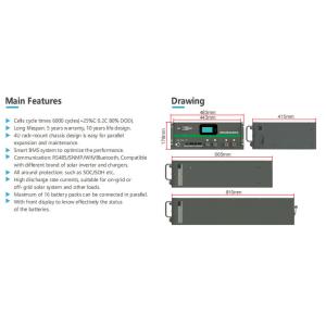 China 4800WH 100Ah Lithium Iron Phosphate Battery pack M6 Terminal on sale