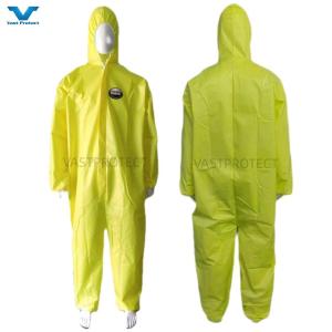 China VPT-01 175*140cm Yellow Microporous Chemical Proof Protective Coveralls for Industrial on sale