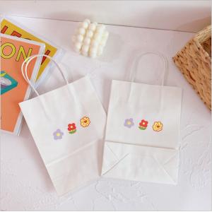 Buy cheap Custom Printing Recyclable Paper Bags With Handles Flower Pattern from wholesalers