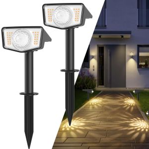 High conversion RGB colorful light solar spot light outdoor courtyard wall