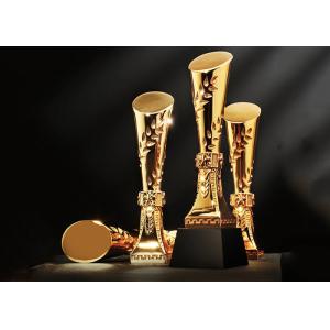 Gold Plated Polyresin Trophy Cylinder Shape Year - End Bonus For Enterprise