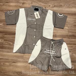 Buy cheap Custom Logo Button up Windbreaker Nylon Shirt Lightweight Shorts Running Summer Sweatsuit T Shirt Joggers and Short Set Factory from wholesalers