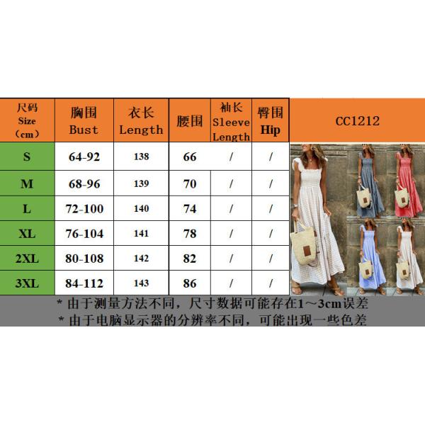 2023 Europe and The United States New Summer Women′s Collage Plaid Strap Casual Swing Dress Women