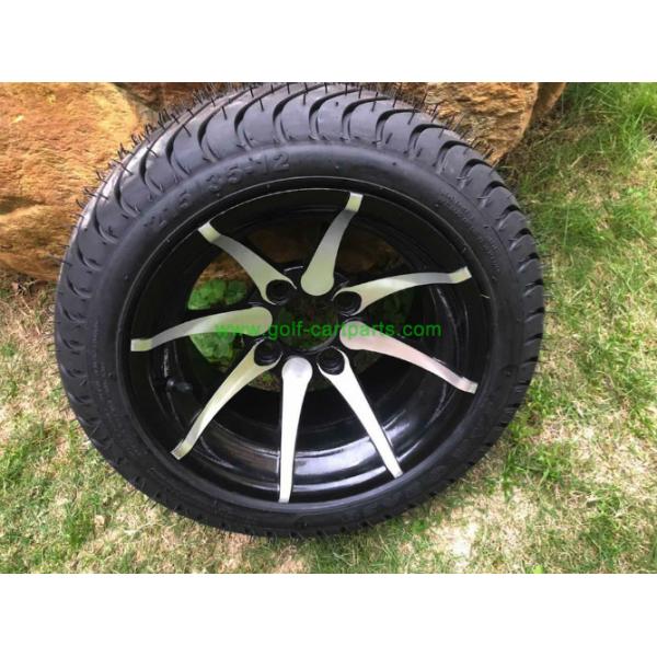 Quality 12" Chrome Wheel and Kenda ProTour 205/35R12 Golf Cart Tire No Nuts for sale
