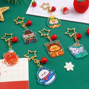 Christmas Festival Custom Acrylic Keychain Key Ring Transparent Cute Cartoon