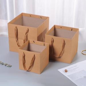 Buy cheap Recyclable Square Brown Kraft Paperboard Boxes Packaging Bags For Flower Arrangements from wholesalers