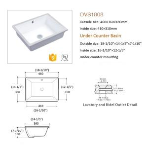 Buy cheap New Stylish Rectangle White Undermount Wash Basin Vitreous China from wholesalers