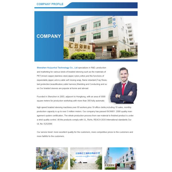 6mm Cable Protection PET Expandable Braided Sleeve Black Color Flame Retardant