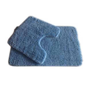 Buy cheap Plain Blue 25mm Pile Polyester Bath Rug 2pcs Pack from wholesalers