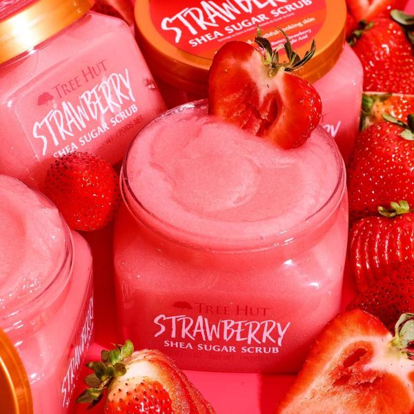 Quality 250ml Tree Hut Strawberry Shea Sugar Scrub Salt Exfoliating Antioxidants for sale