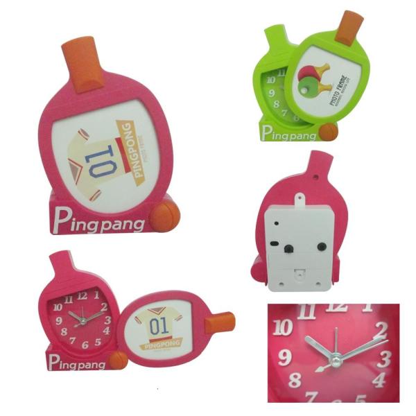 Quality plastic desk alarm clock with photo frame for kids for sale
