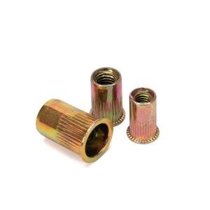 Metric DIN Standard Color Zinc Plated Big Round Flat Head Knurled Body Rivet Nut