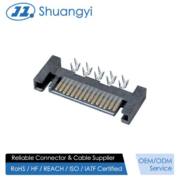 Quality SATA 15P Male Connector | Crimp-Type Terminal 15µ” Gold Plated | Electrical Electronic Signal PCB Wire Cable Connector for Server, Automotive, Power Transmission for sale