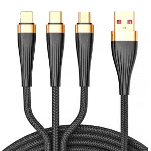 Buy cheap 3-in-1 Sparkle USB Charging Cable, Braided TPE 1.25m/2m - Compatible with iPhone/Type-C/Micro-USB Devices from wholesalers