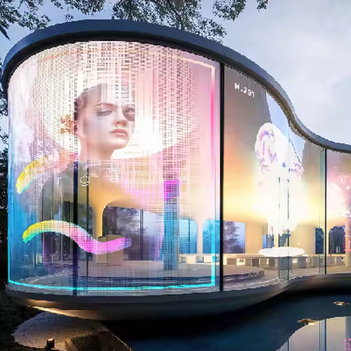 Lightweight 0.2KG/PC Transparent LED Screen with SMD2121 Led Type and G7.82-7.82