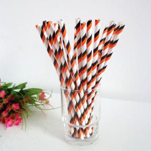 Drinking Paper Plastic And Paper Straws Blue With Custom Design Size 6x197 Mm