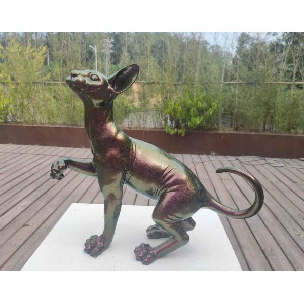 Quality 0.8M High Stainless Steel Custom Cat Sculpture With Chamelized Painting for sale