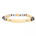Buy cheap Yellow Plastic Bar Handmade Beaded Bracelets Elastic With Silver Glass Beads from wholesalers