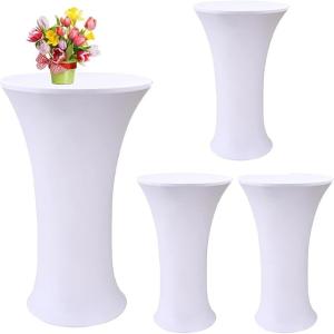 Buy cheap White Spandex Stretch Cocktail Table Covers 4pc 32x43 inch Round product