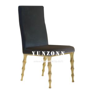 Elegant Black Velvet Stacking Banquet Chair With Bamboo Legs