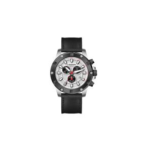 Buy cheap Mens 316L  Stainless Steel Chronograph Watch  Leather Strap Black & Blue Case Bezel from wholesalers