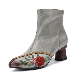 Buy cheap HZM031 Leather Boots Pointed Toe Temperament Handmade Women'S Boots With Thin And Thin Boots Women'S Thin Martin Boots L from wholesalers