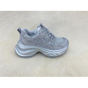 Buy cheap Women white thick soled with rhine-drill breathable mesh sneakers in summer from wholesalers