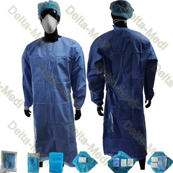 Quality SMS 45g Reinforced Disposable Surgical Gown Dental With Hand Towel And Wrap for sale